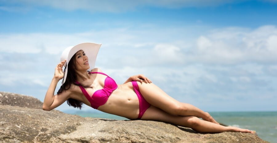 woman in bikini at the beach