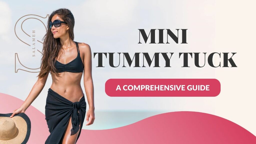 Mini tummy a comprehensive guide. Woman in black beach outfit.