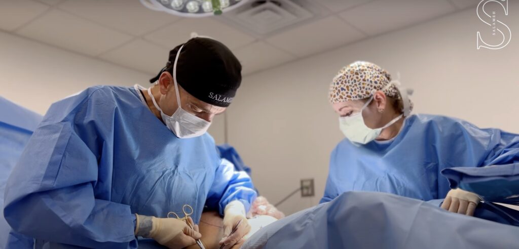 Dr. Salameh performing lipedema surgery in Kentucky, USA.
